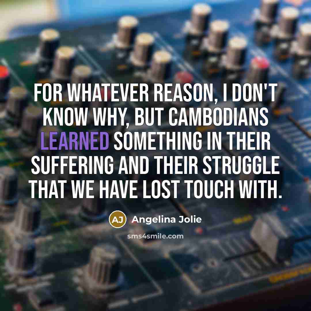 “For whatever reason, I don't know why, but Cambodians learned…” quote by Angelina Jolie
