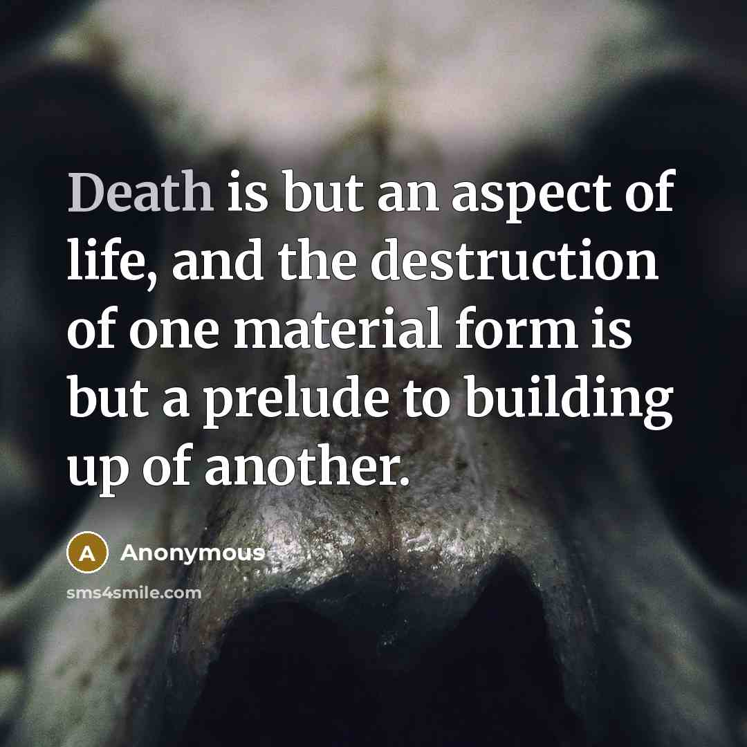 “Death is but an aspect of life, and the destruction…” quote by Anonymous