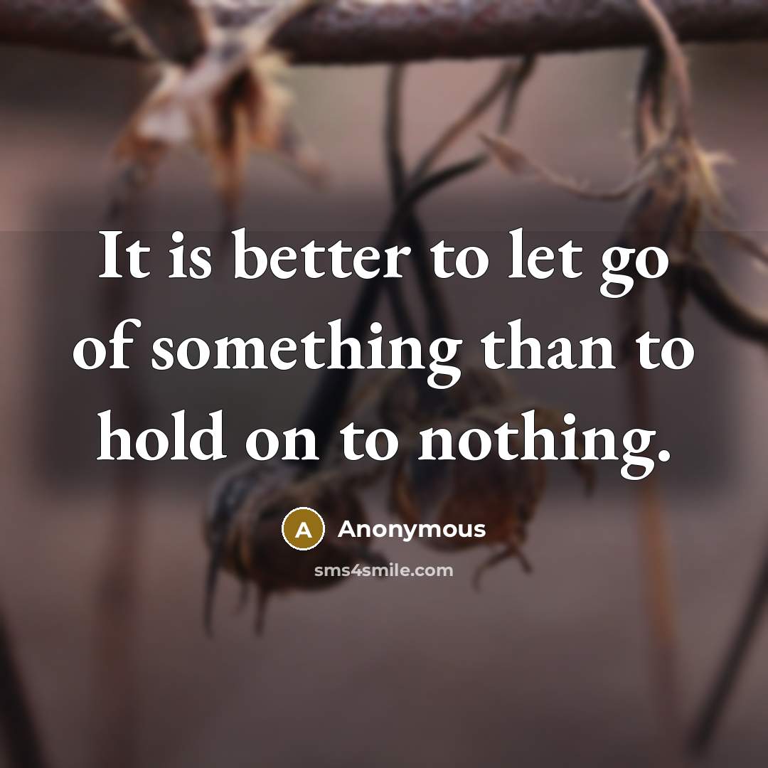 “It is better to let go of something than to…” quote by Anonymous