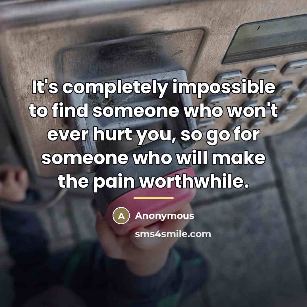 “It's completely impossible to find someone who won't ever hurt…” quote by Anonymous