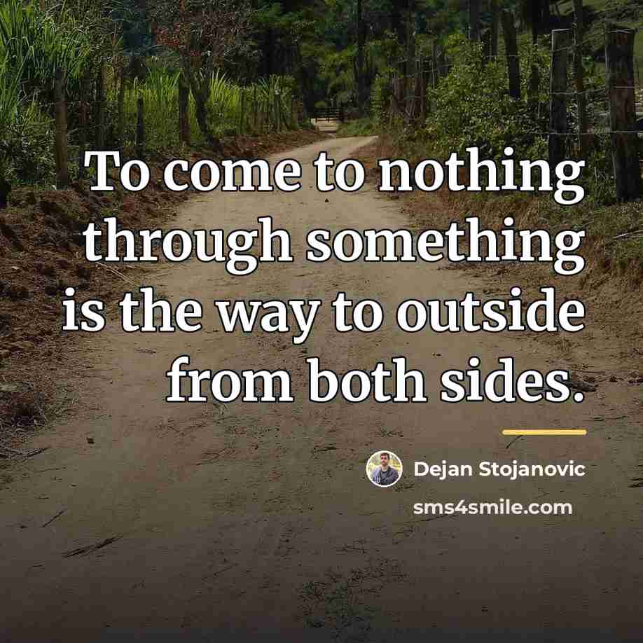 “To come to nothing through something is the way to…” quote by Dejan Stojanovic