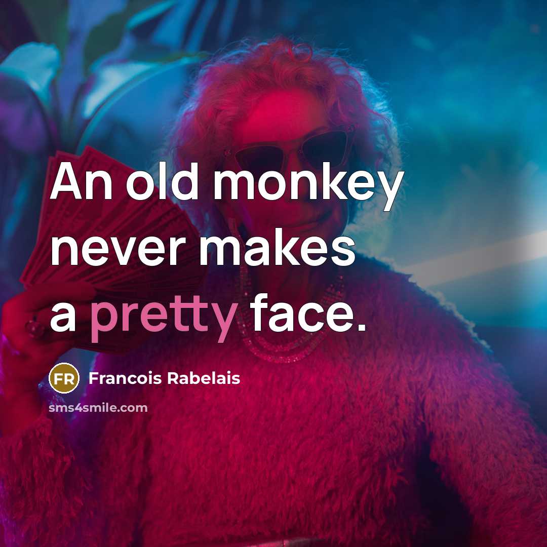 “An old monkey never makes a pretty face.” quote by Francois Rabelais