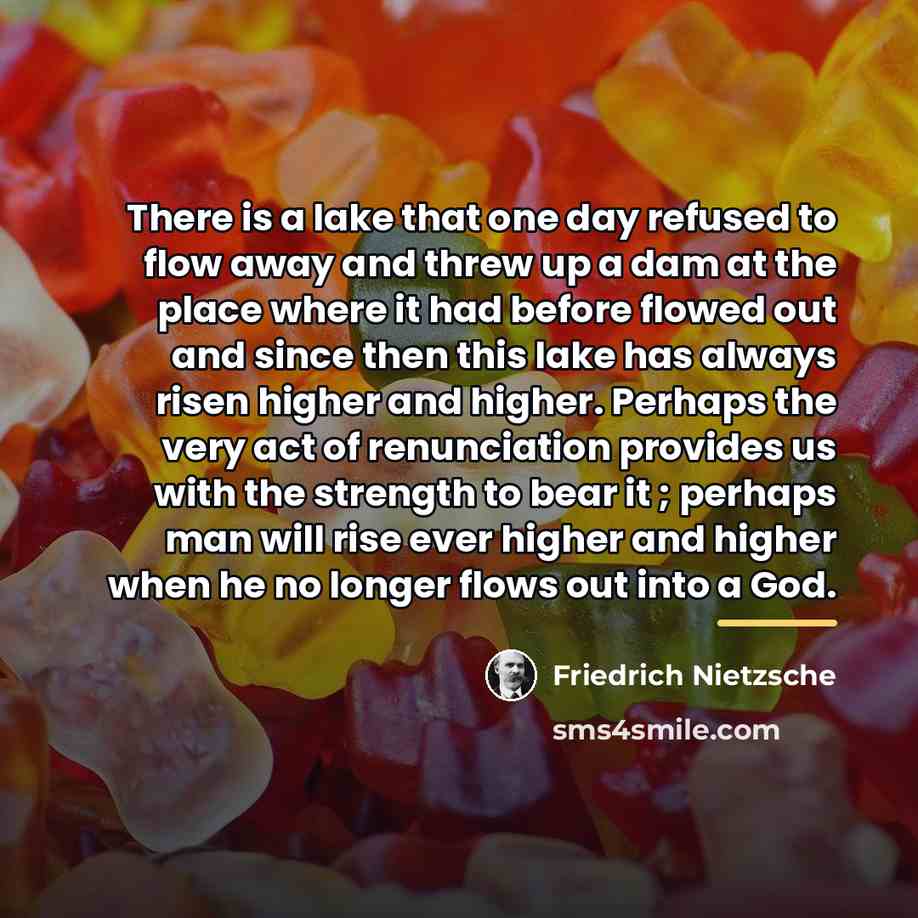 “There is a lake that one day refused to flow…” quote by Friedrich Nietzsche
