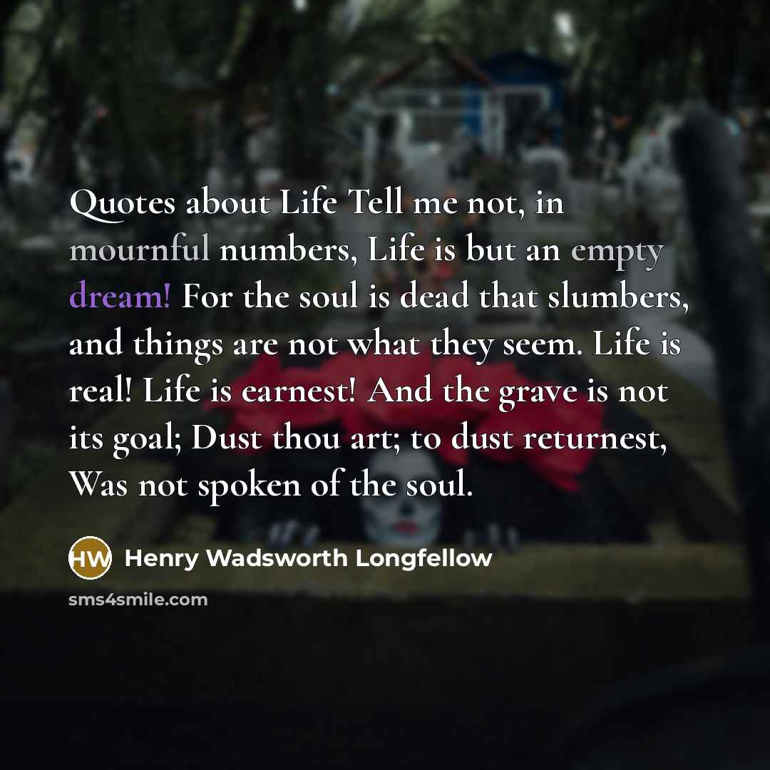 “Quotes about Life Tell me not, in mournful numbers, Life…” quote by Henry Wadsworth Longfellow