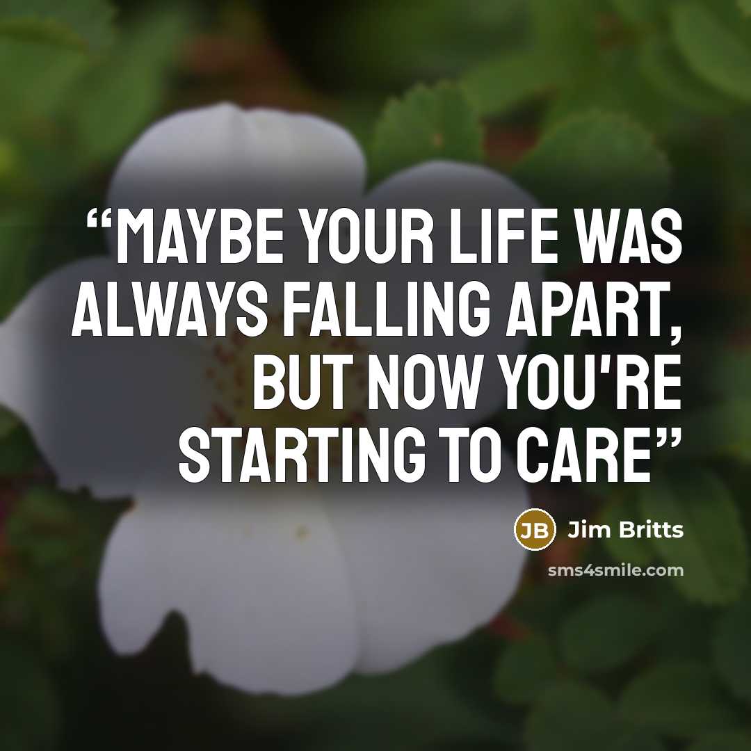 “Maybe your life was always falling apart, but now you're starting to care” quote by Jim Britts
