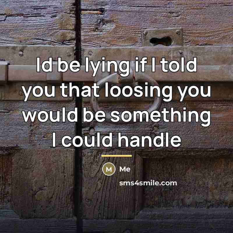 “Id be lying if I told you that loosing you…” quote by Me