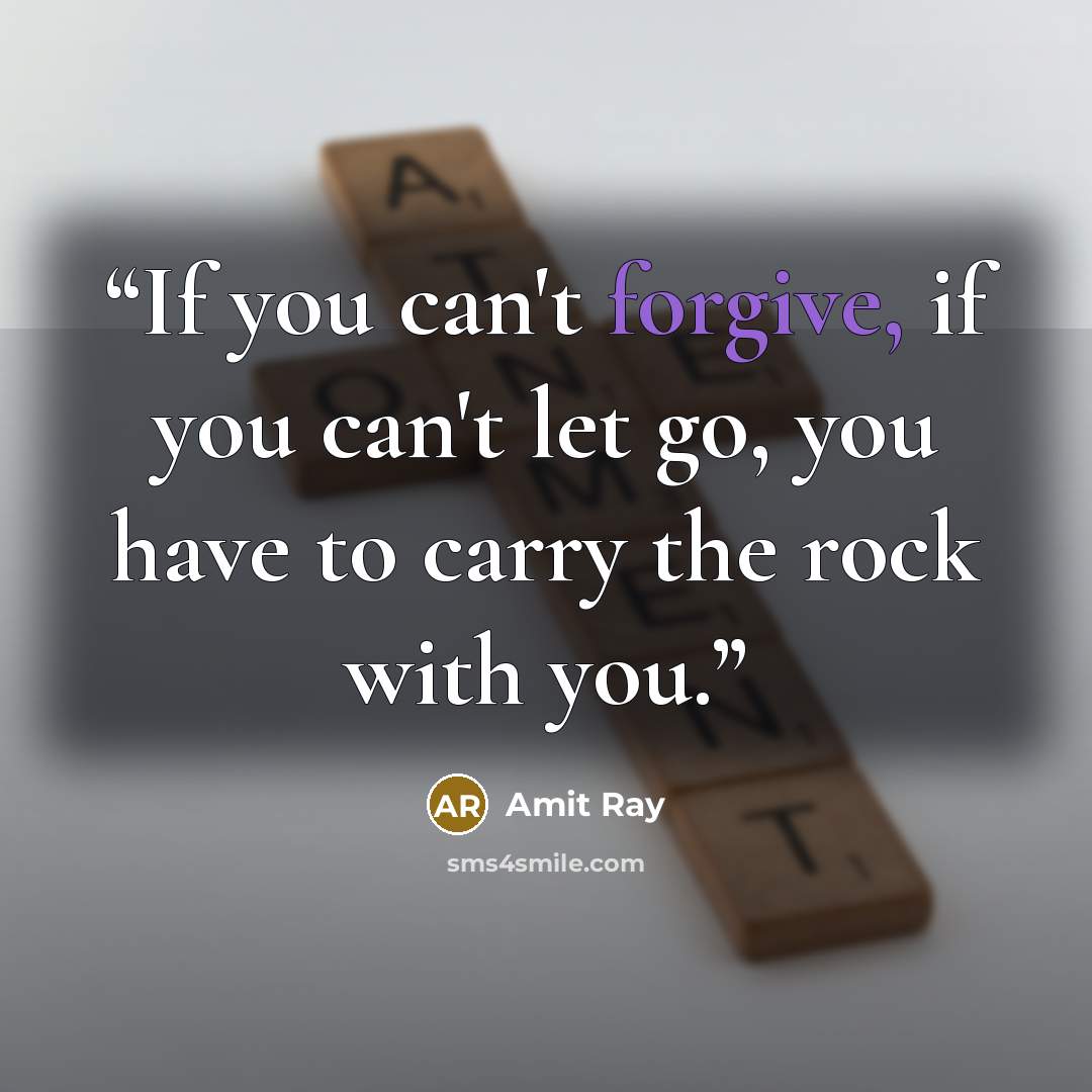 “If you can't forgive, if you can't let go, you have to carry the rock with you.” quote by Amit Ray