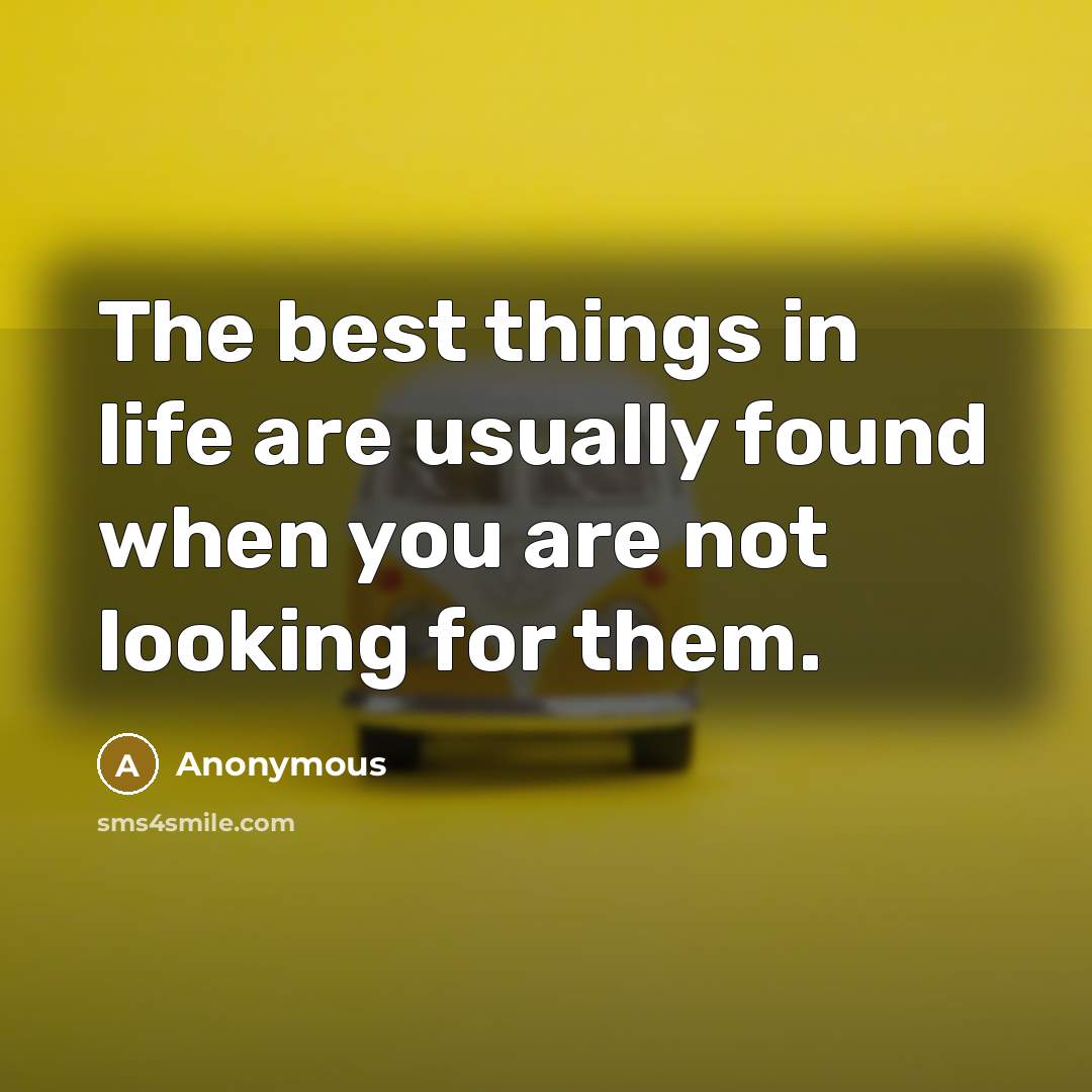 “The best things in life are usually found when you are not looking for them.” quote by Anonymous