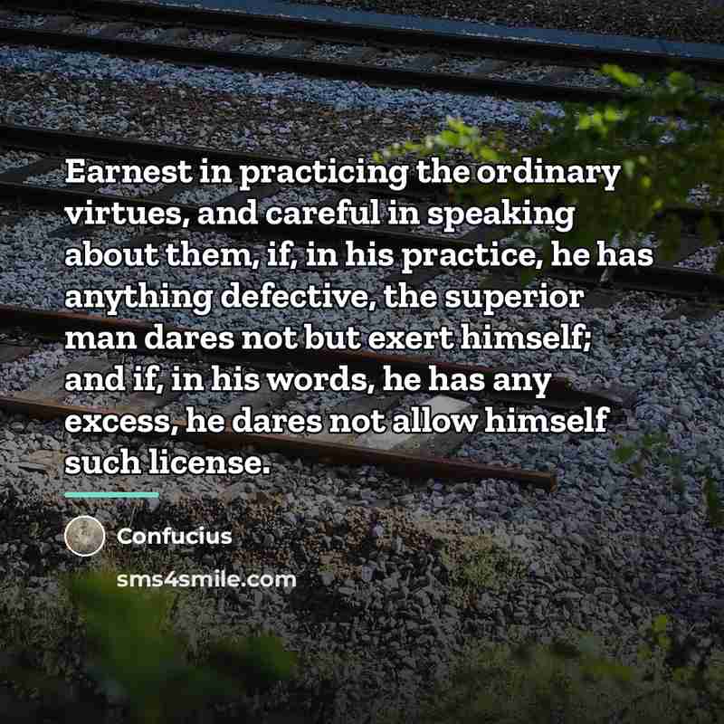 “Earnest in practicing the ordinary virtues, and careful in speaking…” quote by Confucius