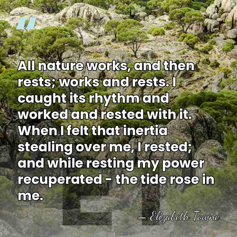 All nature works, and then rests; works and rests. I caught its&hellip; - Elizabeth Towne