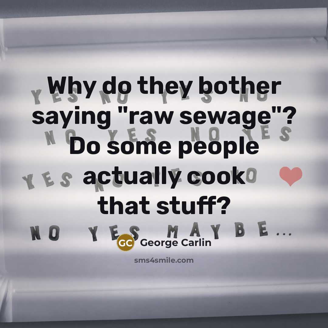 “Why do they bother saying "raw sewage"? Do some people…” quote by George Carlin