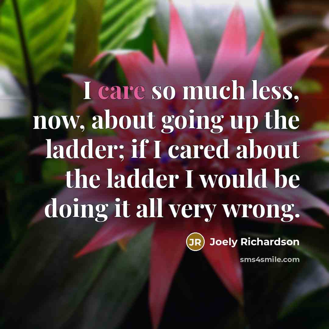 “I care so much less, now, about going up the…” quote by Joely Richardson