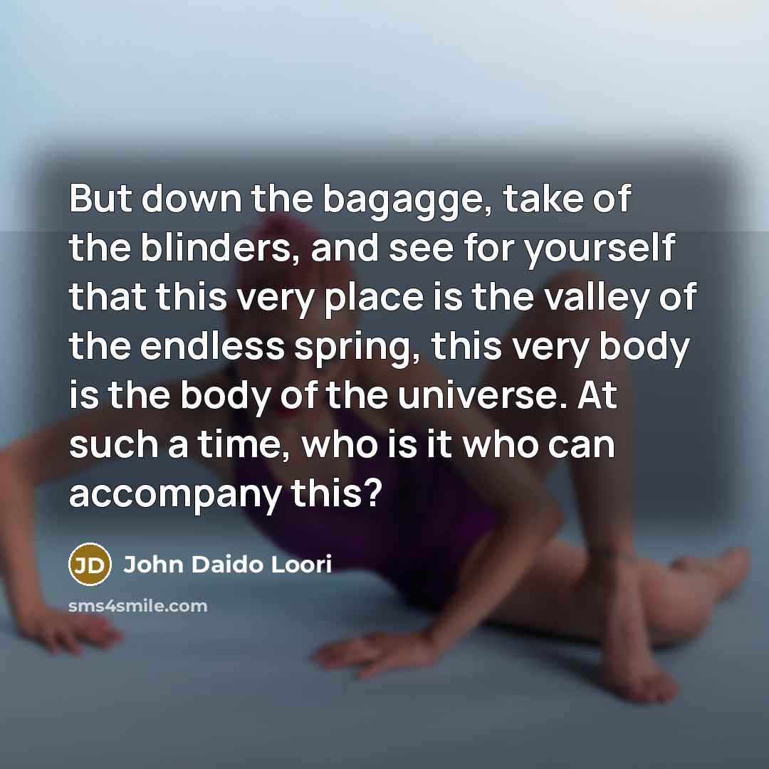 “But down the bagagge, take of the blinders, and see…” quote by John Daido Loori