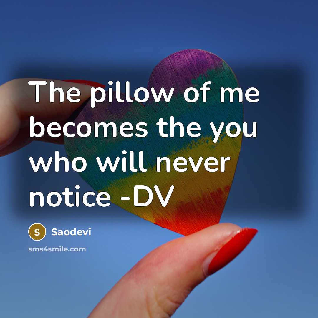 “The pillow of me becomes the you who will never…” quote by Saodevi