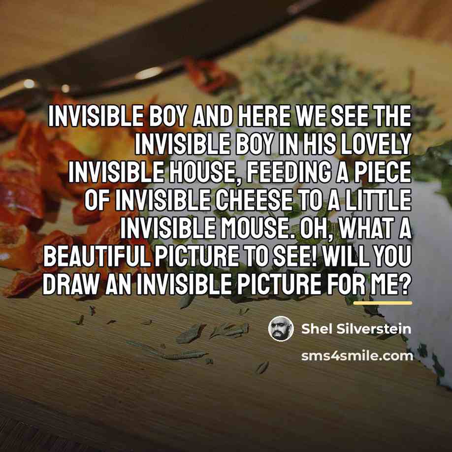 “INVISIBLE BOY And here we see the invisible boy In…” quote by Shel Silverstein