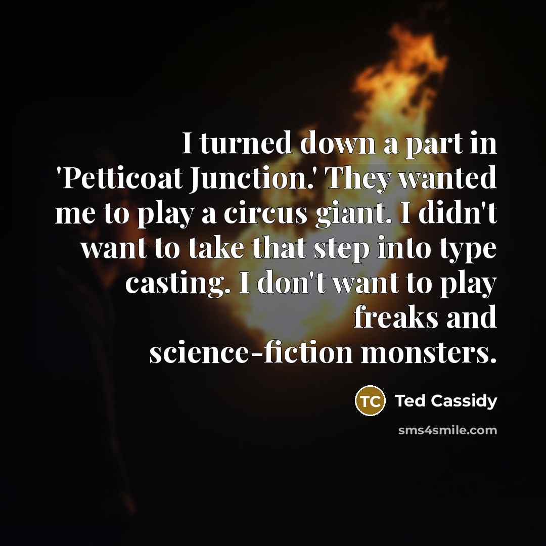 “I turned down a part in 'Petticoat Junction.' They wanted…” quote by Ted Cassidy