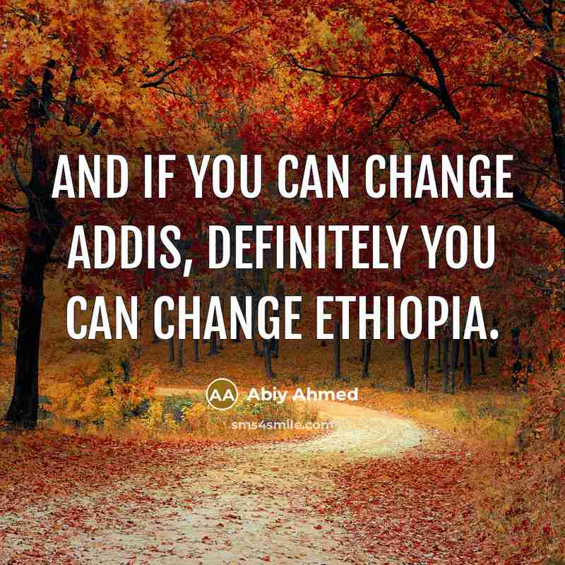 “And if you can change Addis, definitely you can change…” quote by Abiy Ahmed