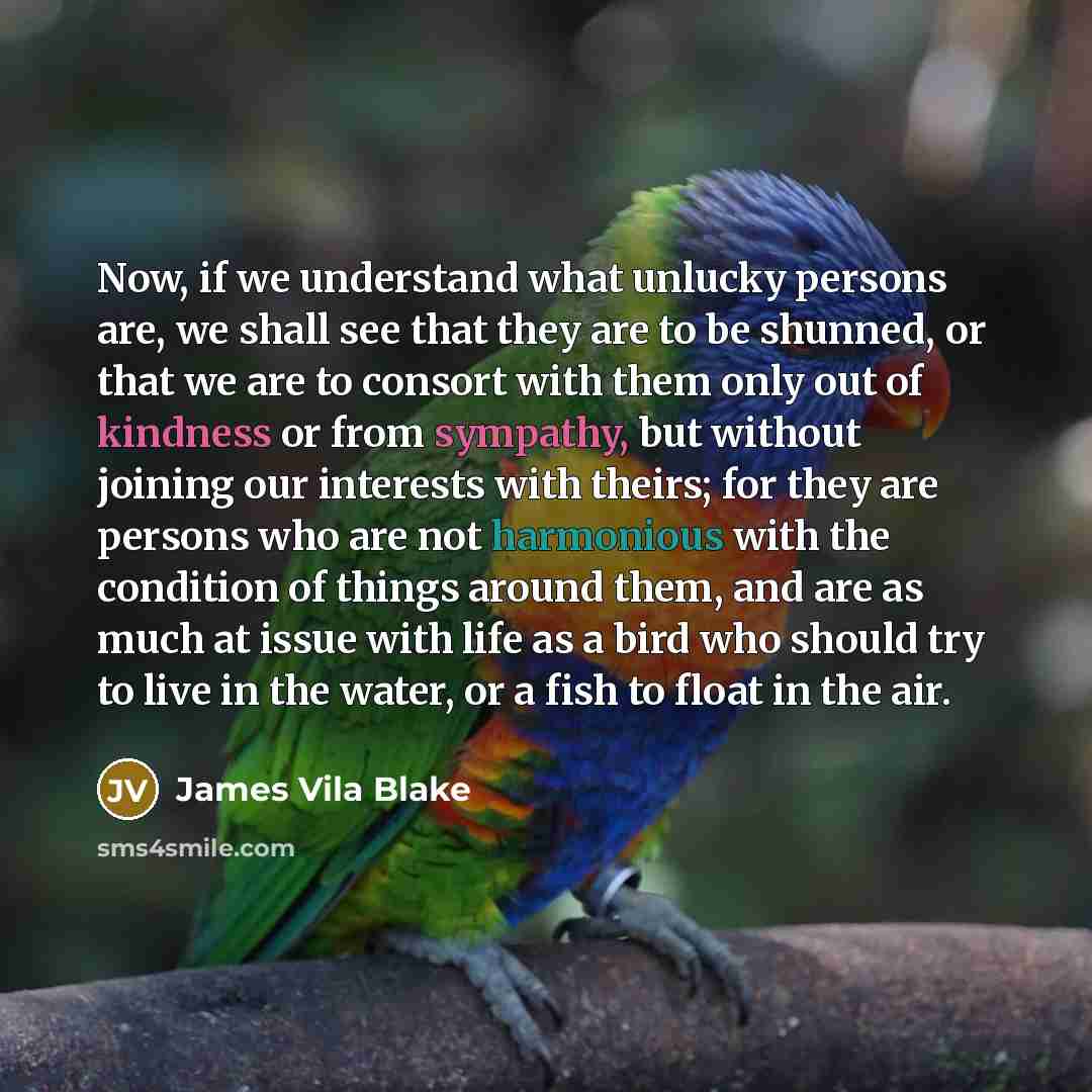 “Now, if we understand what unlucky persons are, we shall…” quote by James Vila Blake