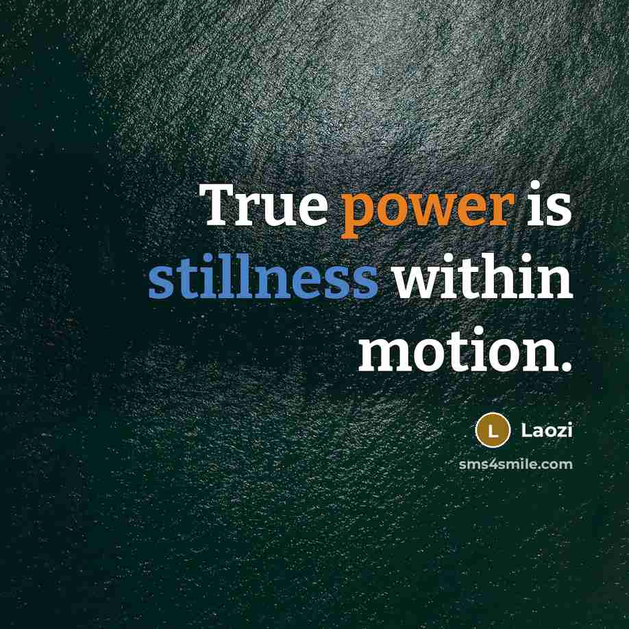 “True power is stillness within motion.” quote by Laozi