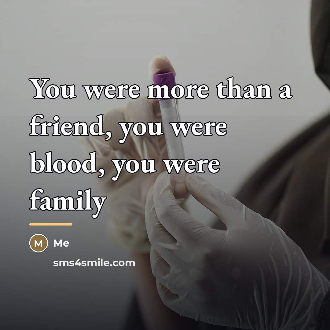 “You were more than a friend, you were blood, you…” quote by Me