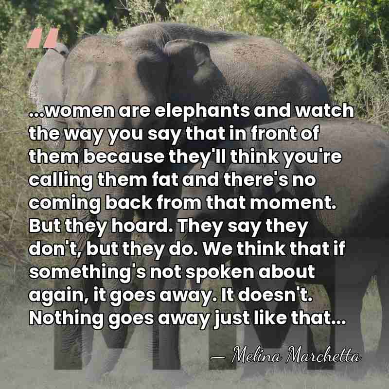 ...women are elephants and watch the way you say that in front&hellip; - Melina Marchetta