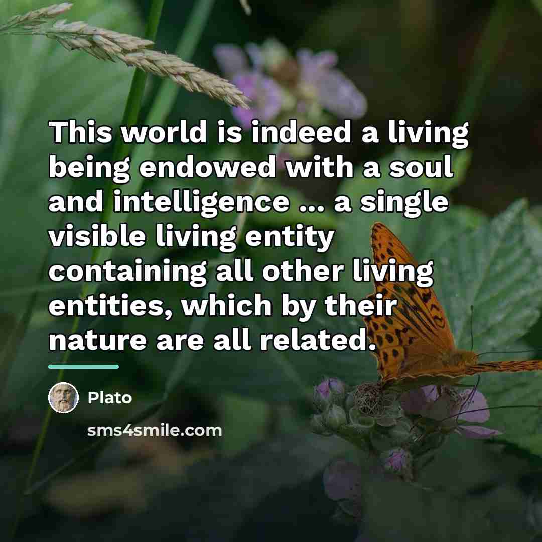 “This world is indeed a living being endowed with a…” quote by Plato