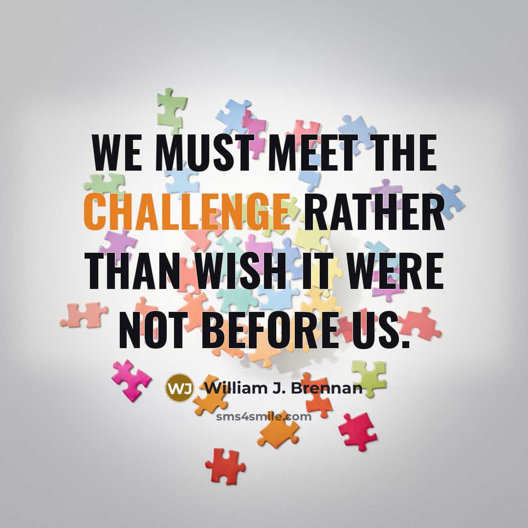 “We must meet the challenge rather than wish it were…” quote by William J. Brennan