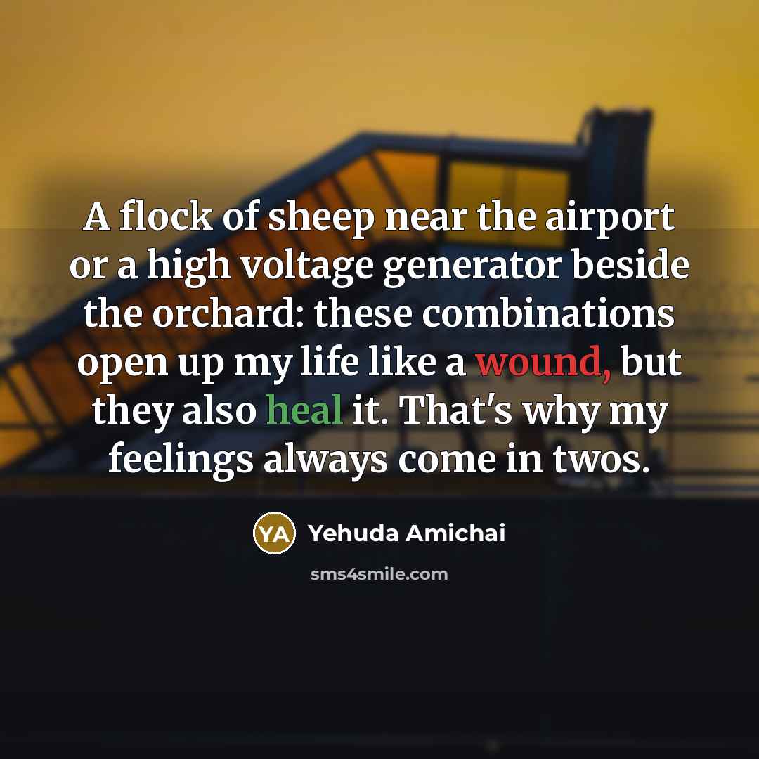 “A flock of sheep near the airport or a high…” quote by Yehuda Amichai