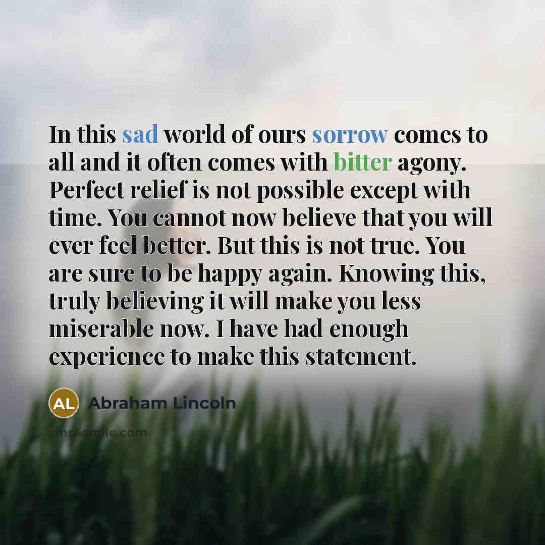 “In this sad world of ours sorrow comes to all…” quote by Abraham Lincoln