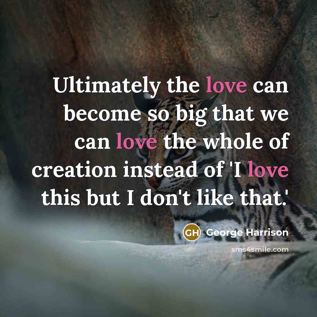 “Ultimately the love can become so big that we can…” quote by George Harrison