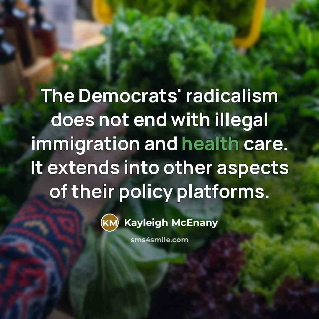 “The Democrats' radicalism does not end with illegal immigration and…” quote by Kayleigh McEnany
