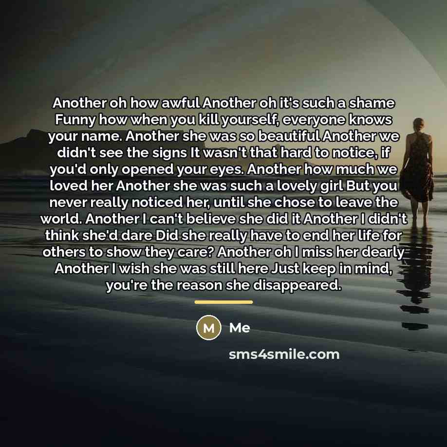 “Another oh how awful Another oh it's such a shame…” quote by Me