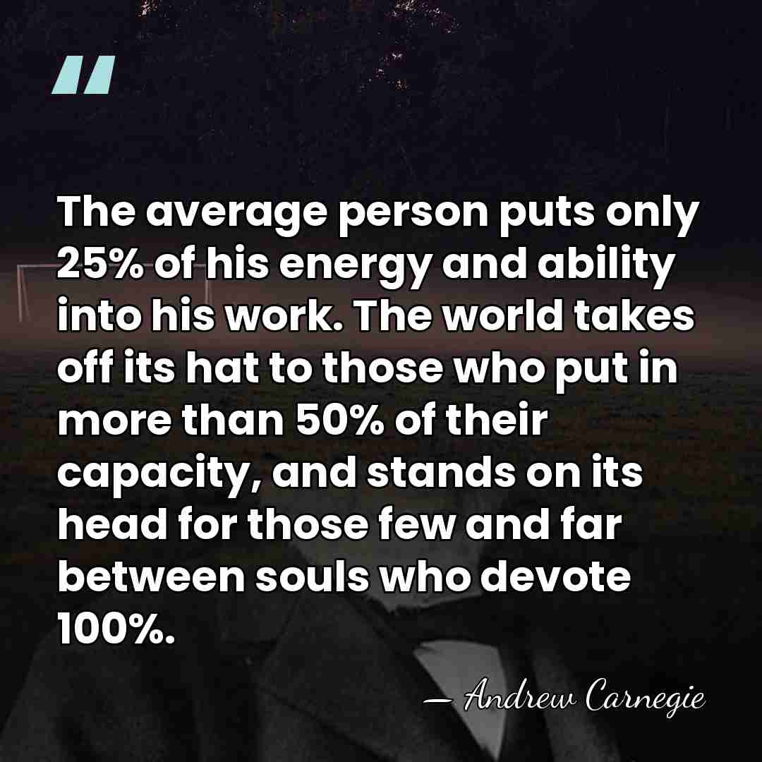 The average person puts only 25% of his energy and ability into&hellip; - Andrew Carnegie