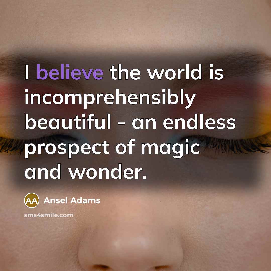 “I believe the world is incomprehensibly beautiful - an endless…” quote by Ansel Adams
