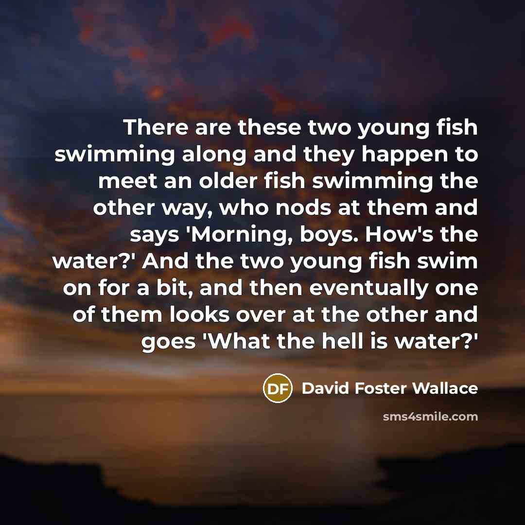 “There are these two young fish swimming along and they…” quote by David Foster Wallace