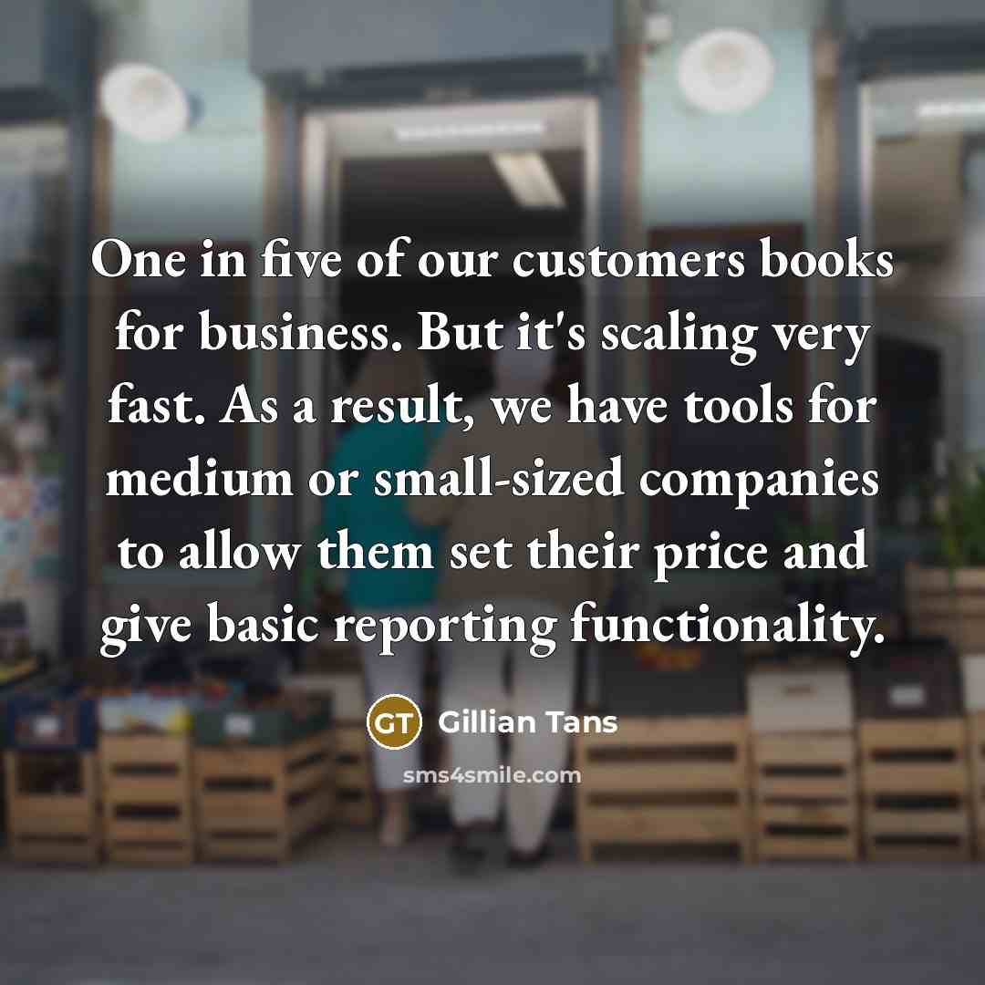 “One in five of our customers books for business. But…” quote by Gillian Tans