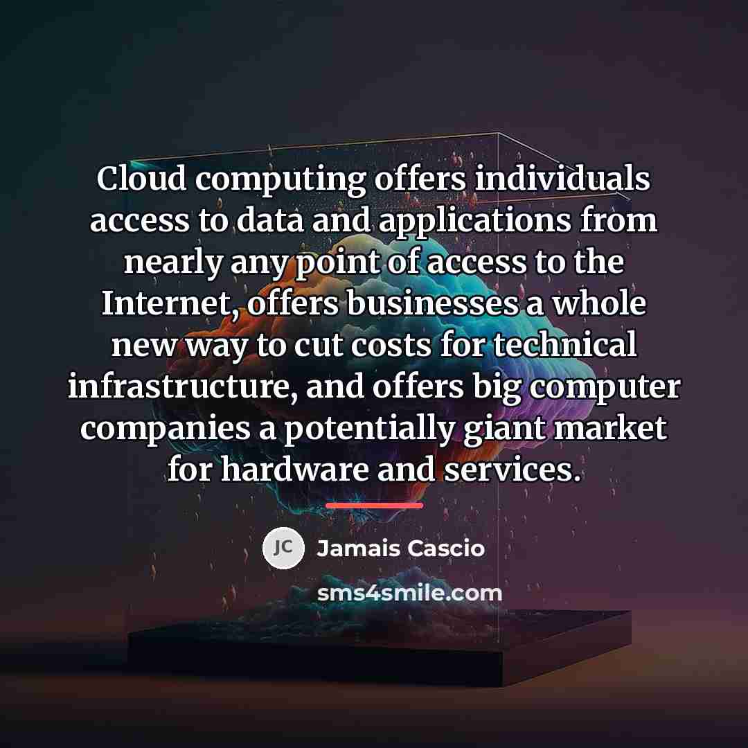 “Cloud computing offers individuals access to data and applications from…” quote by Jamais Cascio