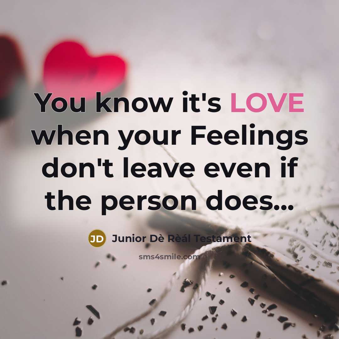 “You know it's LOVE when your Feelings don't leave even…” quote by Junior Dè Rèál Testament