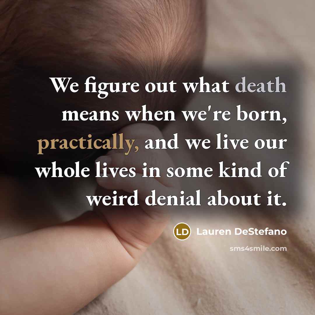 “We figure out what death means when we're born, practically,…” quote by Lauren DeStefano