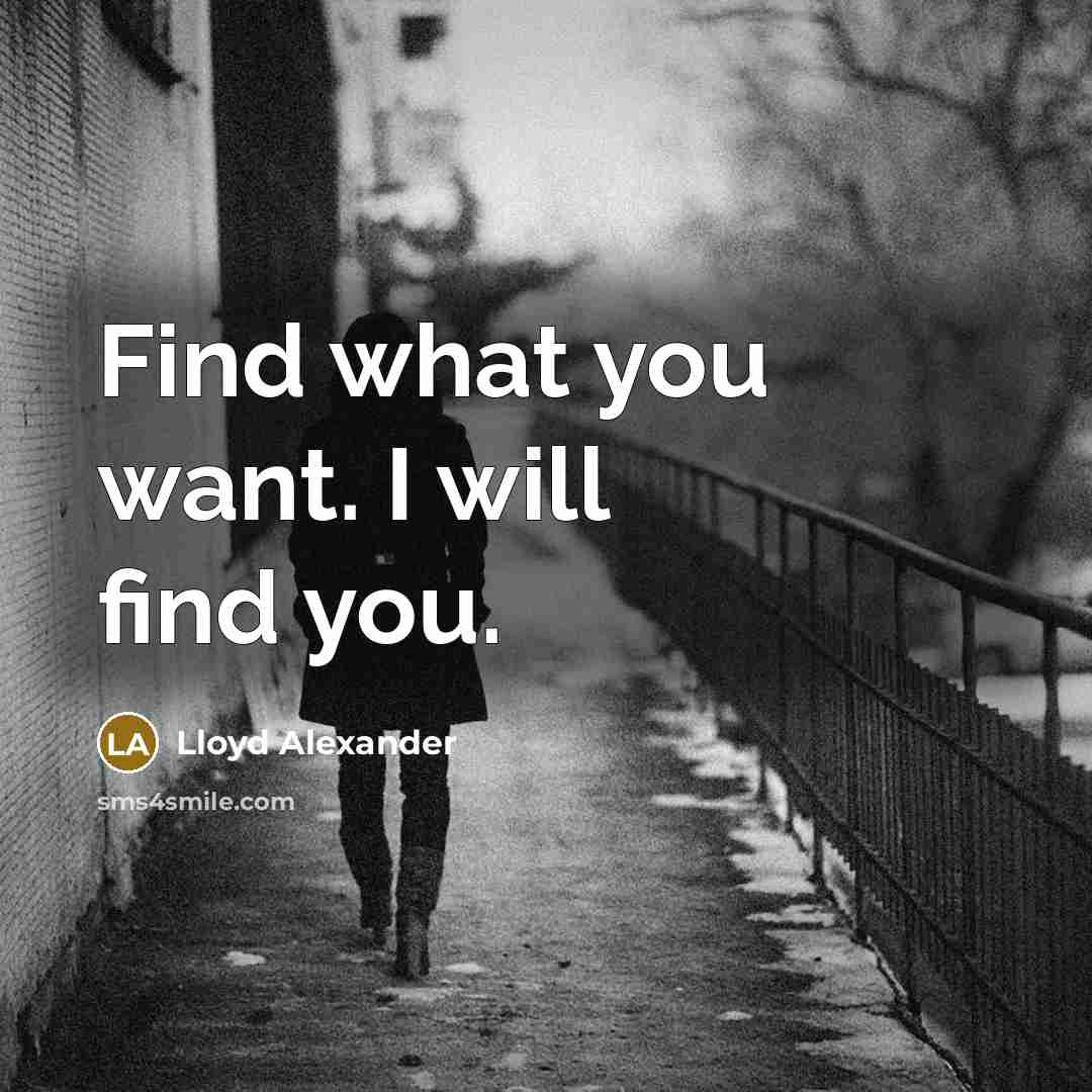 “Find what you want. I will find you.…” quote by Lloyd Alexander