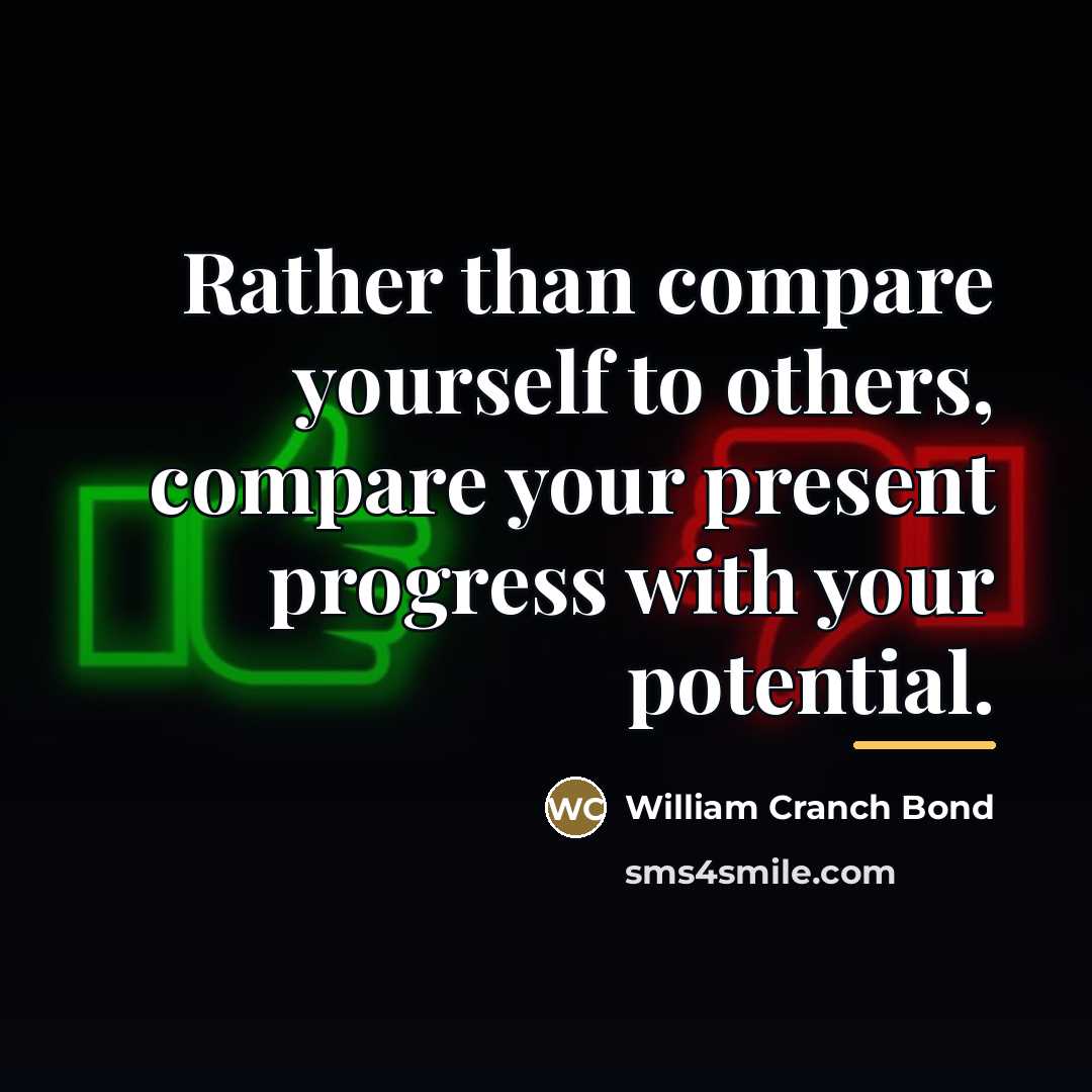 “Rather than compare yourself to others, compare your present progress…” quote by William Cranch Bond