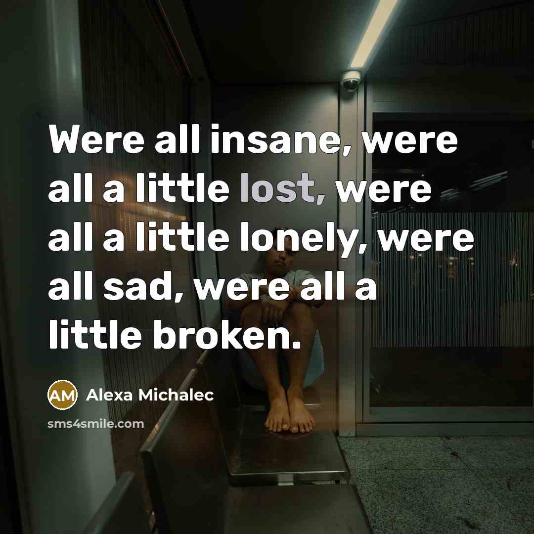 “Were all insane, were all a little lost, were all…” quote by Alexa Michalec