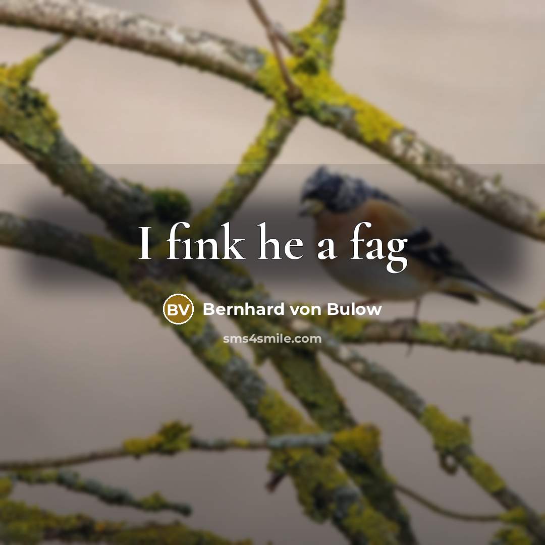 “I fink he a fag” quote by Bernhard Von Bulow