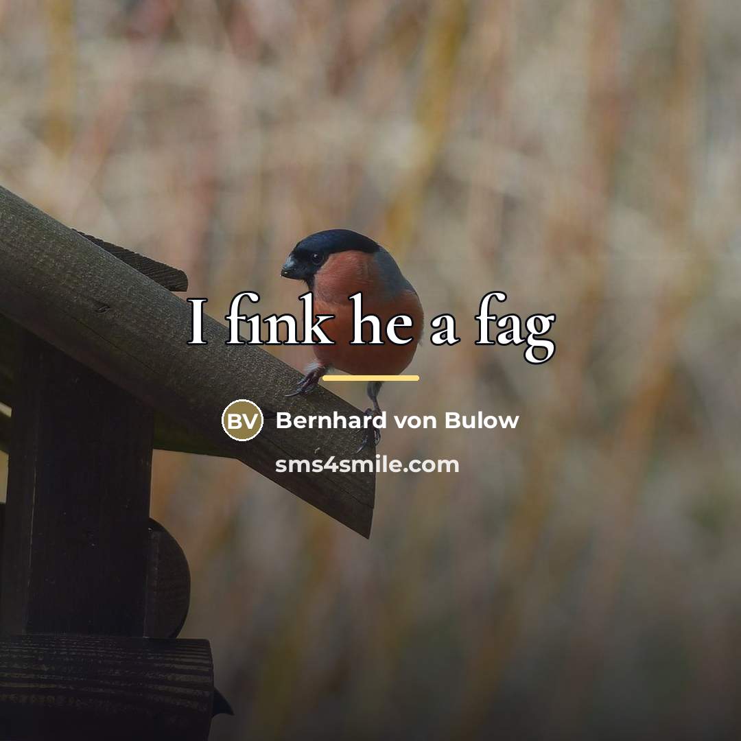“I fink he a fag…” quote by Bernhard Von Bulow