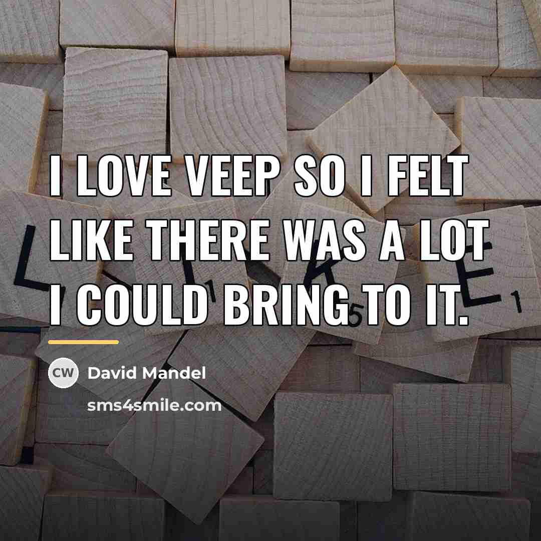“I love Veep so I felt like there was a…” quote by David Mandel