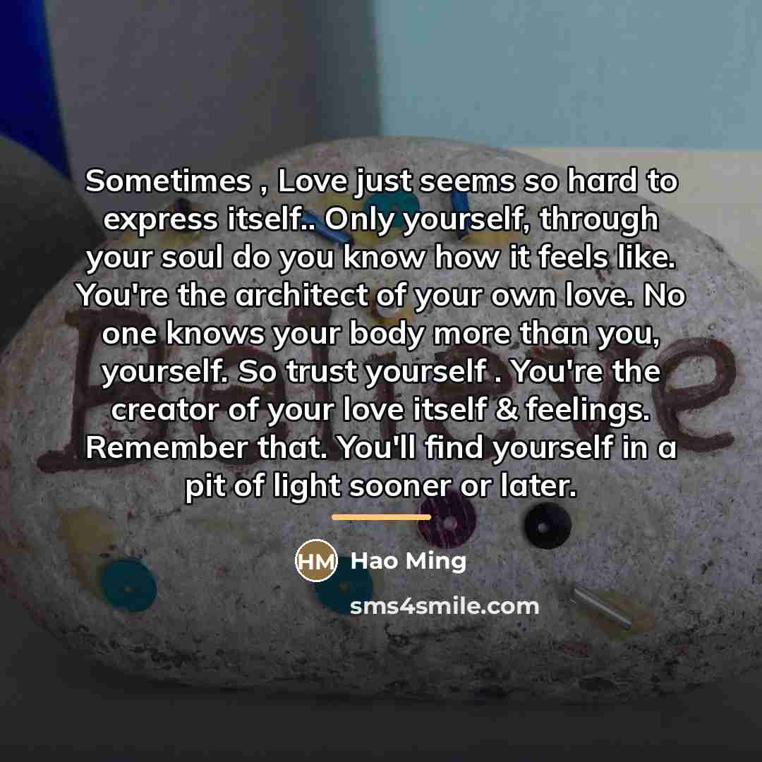 “Sometimes , Love just seems so hard to express itself..…” quote by Hao Ming