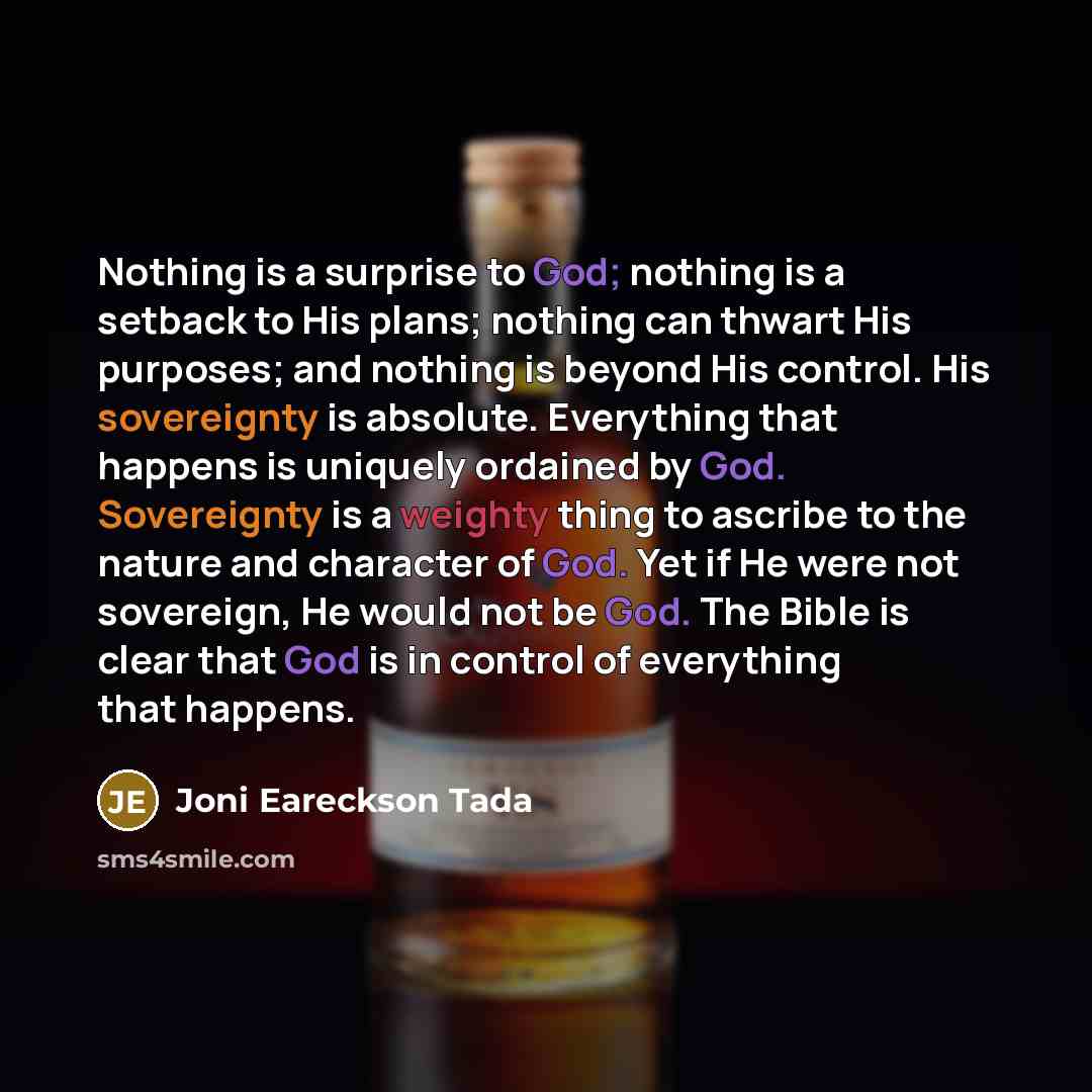 “Nothing is a surprise to God; nothing is a setback…” quote by Joni Eareckson Tada