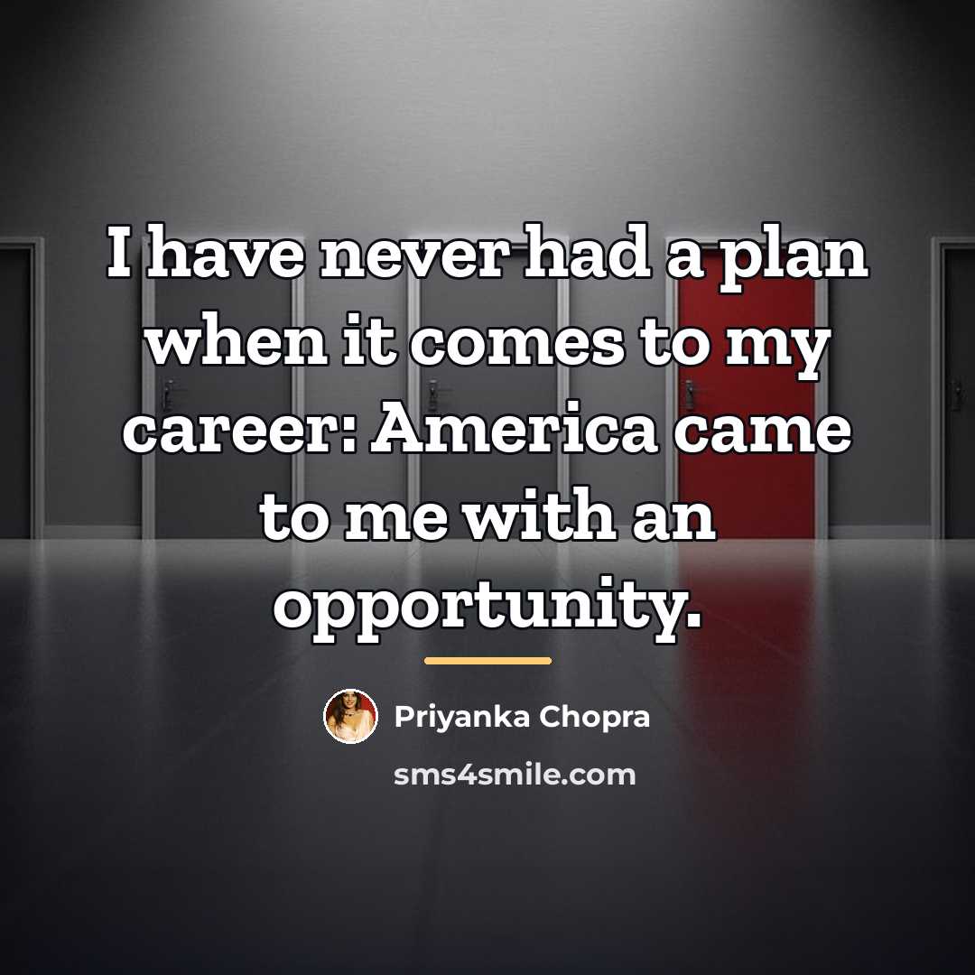 “I have never had a plan when it comes to…” quote by Priyanka Chopra