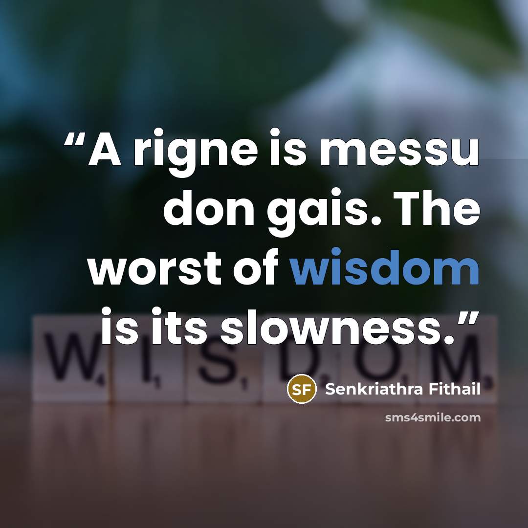 “A rigne is messu don gais. The worst of wisdom is its slowness.” quote by Senkriathra Fithail