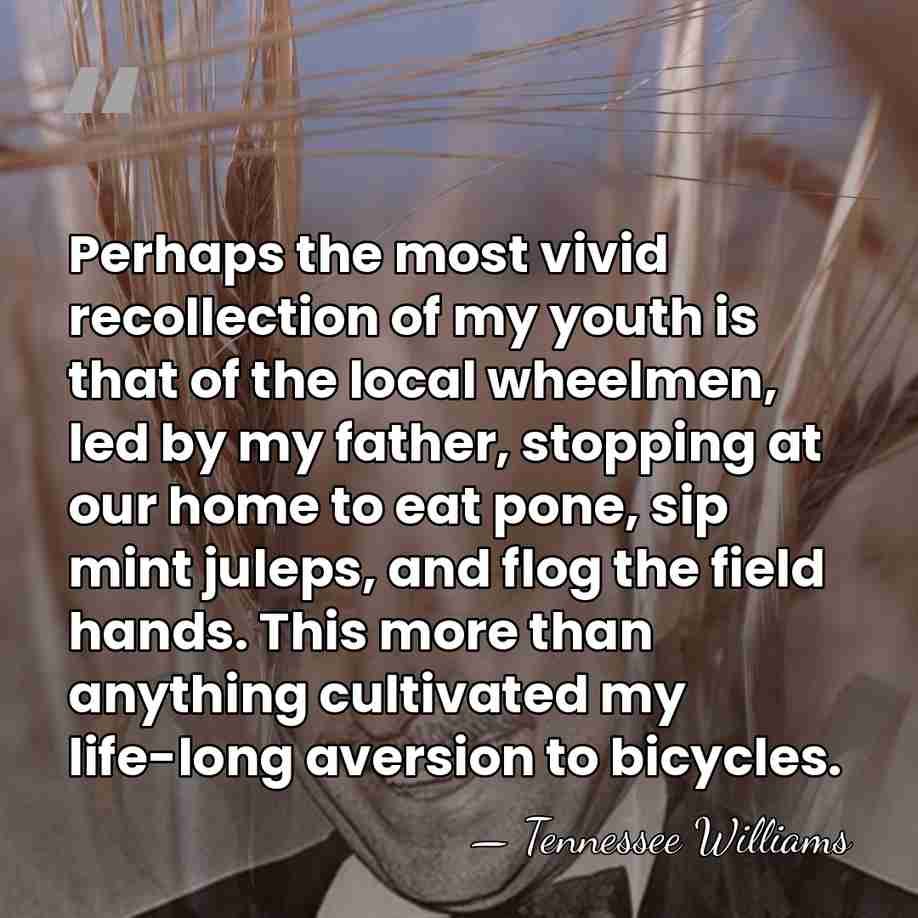 Perhaps the most vivid recollection of my youth is that of the&hellip; - Tennessee Williams